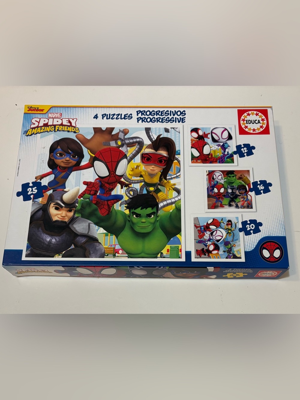 EDUCA Jigsaw Puzzles 4 Progressive Spidey & Amazing Friends (12,16,20,25 Piece)